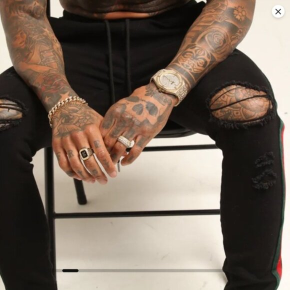 Saint Morta Prestige Jogger Pant – Black w/ Red‑Green Stripe –‎ Size Medium - Picture 7 of 12